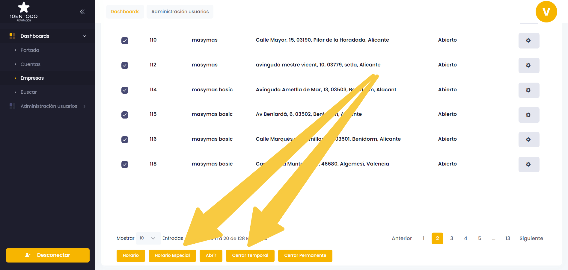 Cambios masivos de fichas en google